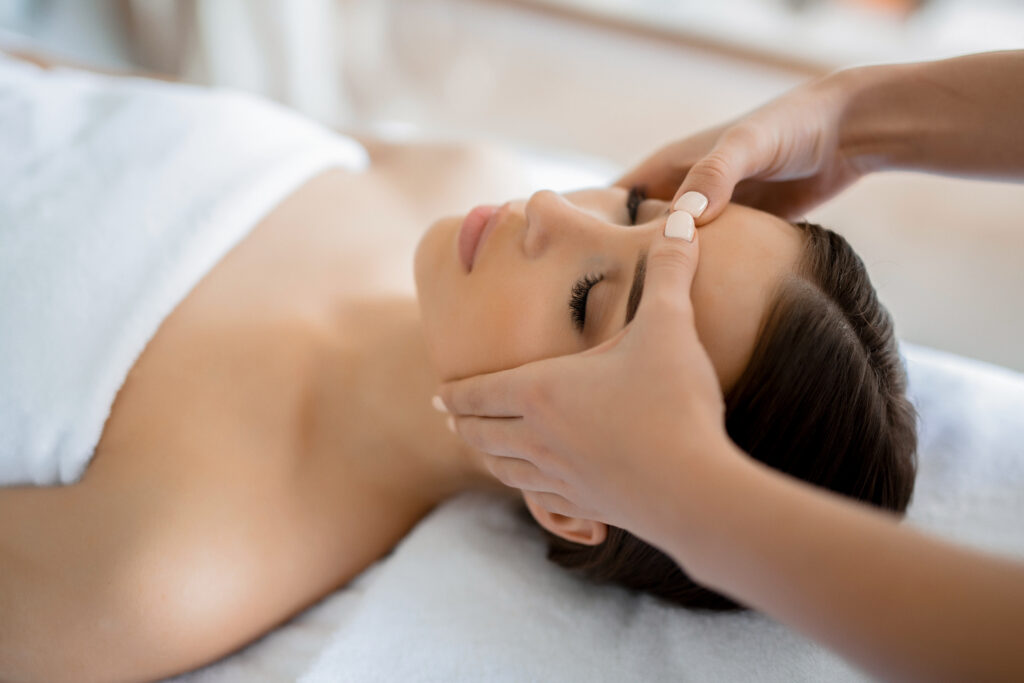 a girl relax with facial massage